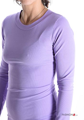 Abito maniche lunghe costine girocollo - ph 4