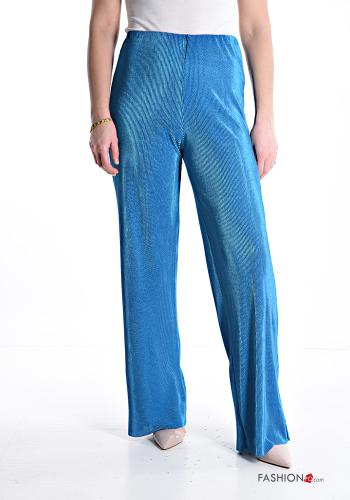 wide leg shiny pleated Trousers with elastic