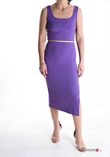 Coordinato costine senza maniche con elastico con spacco - ph 1