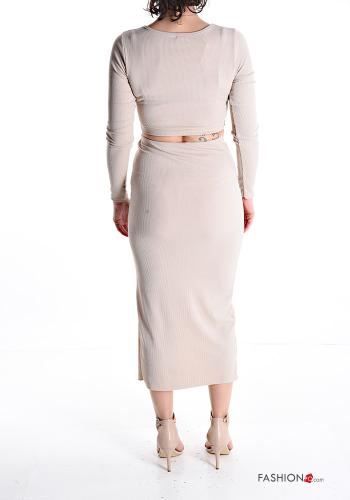 Ribbed long sleeve Co-ord with elastic with split - ph 2