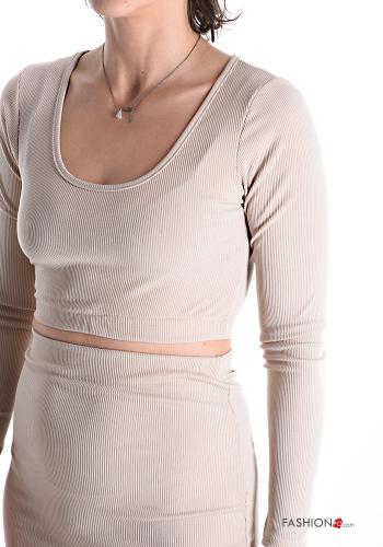 Ribbed long sleeve Co-ord with elastic with split - ph 4