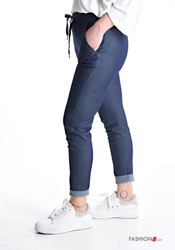 Denim Hose aus Baumwolle mit kordelzug mit gummizug - ph 3
