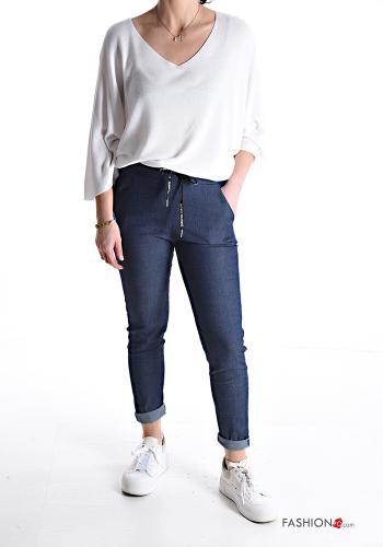 Denim Hose aus Baumwolle mit kordelzug mit gummizug - ph 5