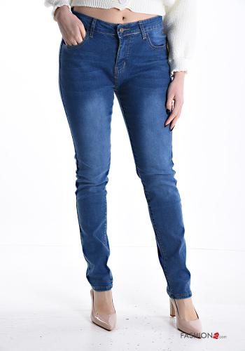skinny Jeans aus Baumwolle mit Taschen