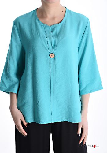 Blouse with buttons 3/4 sleeve with v-neck