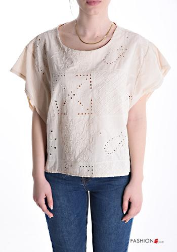 Embroidered short sleeve Cotton Blouse