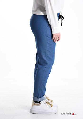 Denim Hose aus Baumwolle mit kordelzug mit gummizug - ph 3