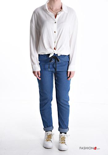 Denim Hose aus Baumwolle mit kordelzug mit gummizug - ph 5