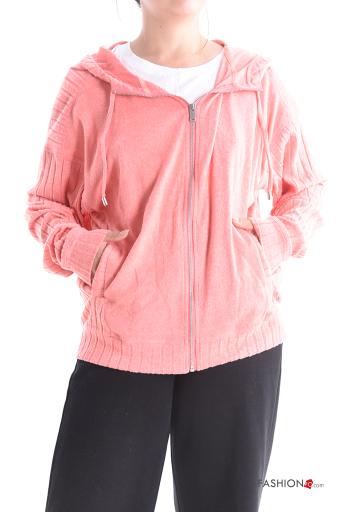long sleeve Sweater with pockets with hood with zip