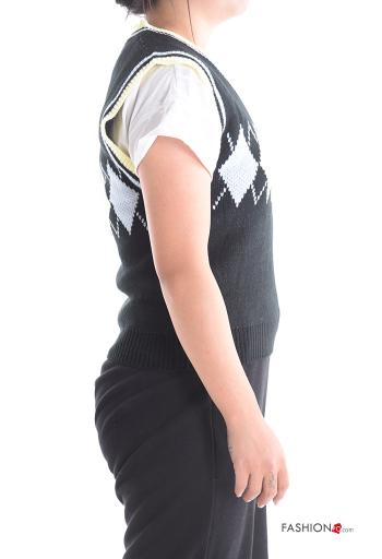 Geometric pattern sleeveless Sweater with v-neck - ph 3