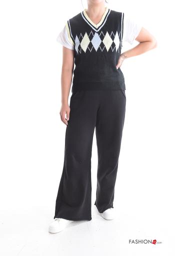 Geometric pattern sleeveless Sweater with v-neck - ph 5