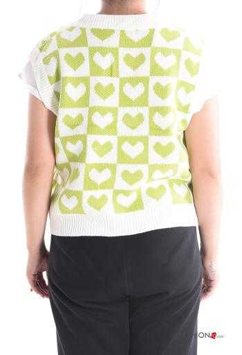 heart motif sleeveless Sweater with v-neck - ph 2