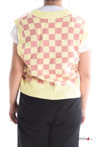 Geometric pattern sleeveless Sweater with v-neck - ph 2