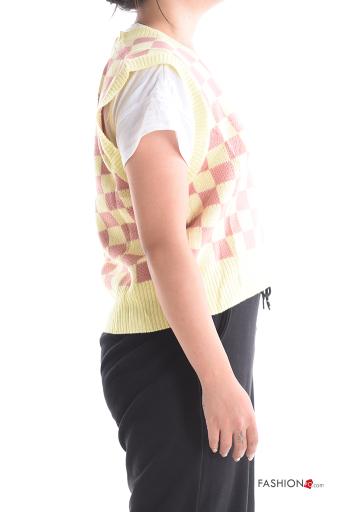 Geometric pattern sleeveless Sweater with v-neck - ph 3