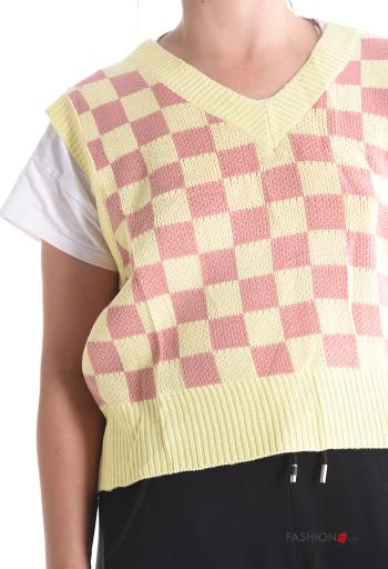 Geometric pattern sleeveless Sweater with v-neck - ph 4