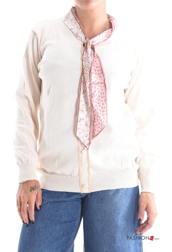 long sleeve Cardigan with buttons with scarf - ph 1