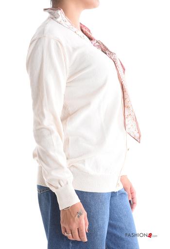 long sleeve Cardigan with buttons with scarf - ph 3