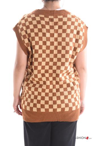 Geometric pattern sleeveless Sweater with v-neck - ph 2