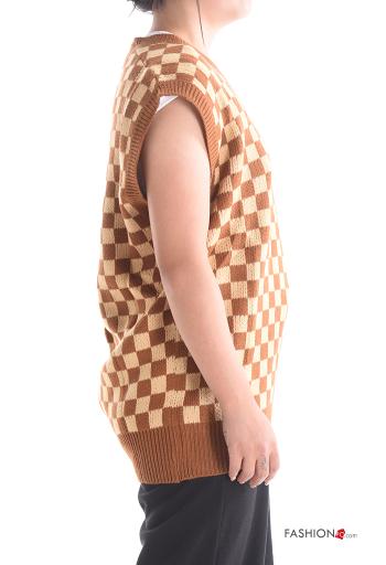 Geometric pattern sleeveless Sweater with v-neck - ph 3