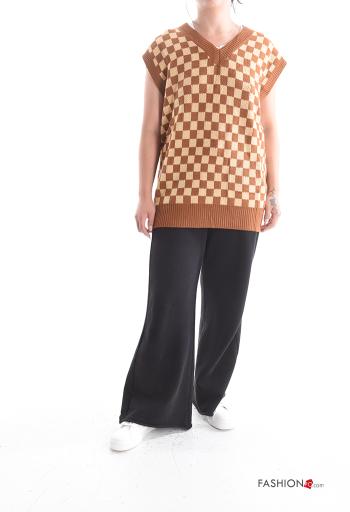 Geometric pattern sleeveless Sweater with v-neck - ph 5