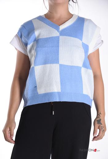 Geometric pattern sleeveless Sweater with v-neck - ph 1