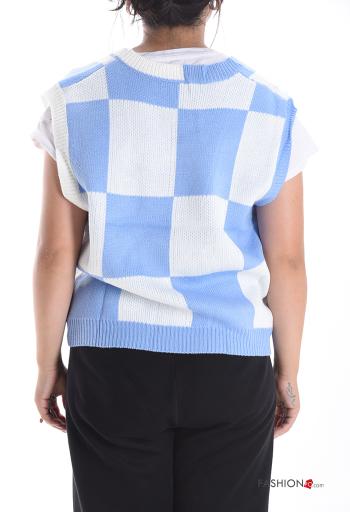 Geometric pattern sleeveless Sweater with v-neck - ph 2