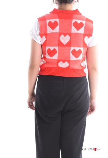 heart motif sleeveless Sweater with v-neck - ph 2