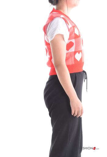 heart motif sleeveless Sweater with v-neck - ph 3