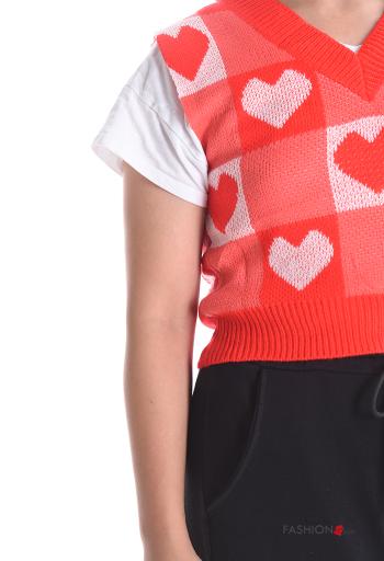 heart motif sleeveless Sweater with v-neck - ph 4