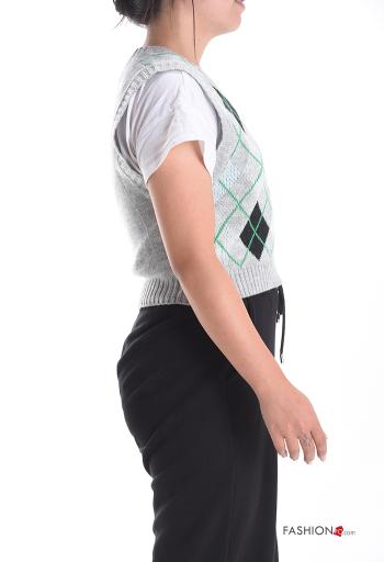 Geometric pattern sleeveless Sweater with v-neck - ph 3