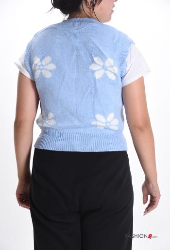 Maglione senza maniche Fantasia floreale scollo a V - ph 2