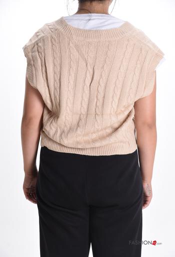 Maglione senza maniche Fantasia ricamata scollo a V - ph 2