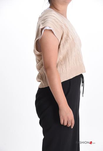 Maglione senza maniche Fantasia ricamata scollo a V - ph 3