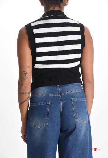 Maglione senza maniche corto Fantasia righe a collo alto - ph 2