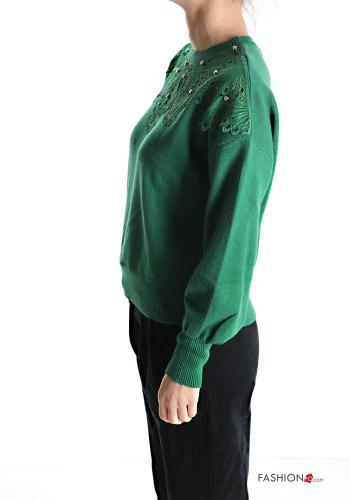Pull avec strass broderie anglaise - ph 3