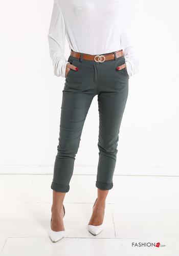 Trousers with belt with pockets