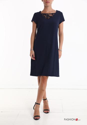 short sleeve knee-length lace trim Dress