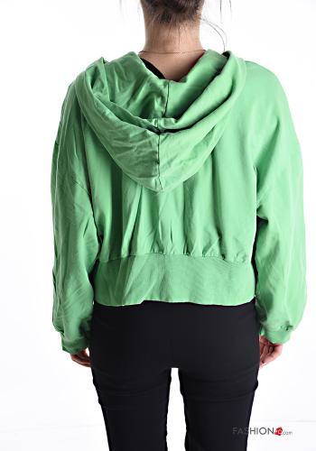 Felpa in Cotone con zip con tasche con cappuccio - ph 2