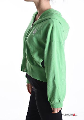 Felpa in Cotone con zip con tasche con cappuccio - ph 3