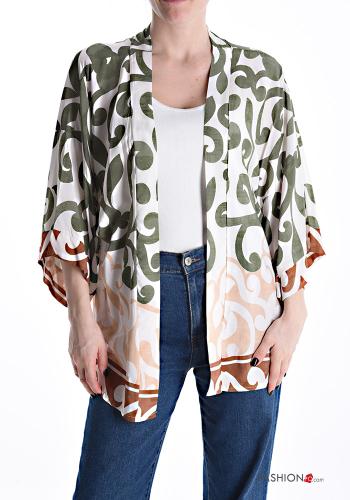 Abstract print Duster Coat 3/4 sleeve