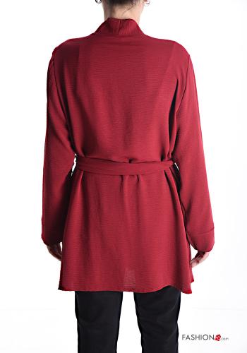 long sleeve Cardigan with pockets with fabric belt - ph 2