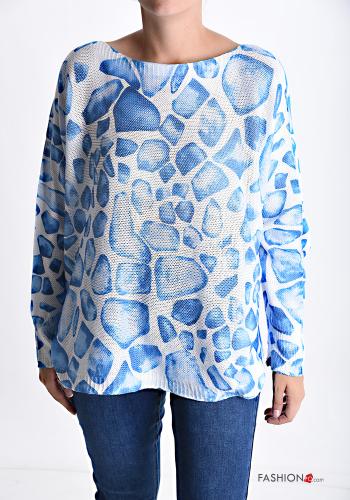 Abstract print long sleeve crew neck Sweater - ph 1