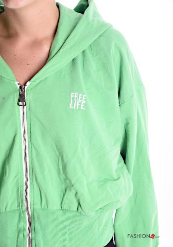Felpa in Cotone con zip con cappuccio - ph 4