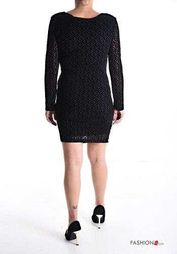 Patterned long sleeve crew neck mini Dress with lining - ph 2