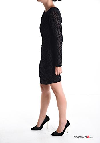 Patterned long sleeve crew neck mini Dress with lining - ph 3