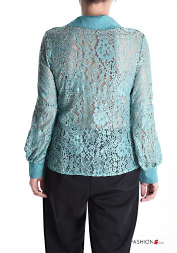 Camisa manga larga encaje con cuello Patrón bordado con botones - ph 2