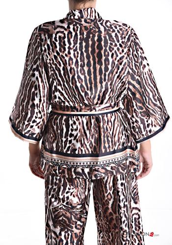 Tiermuster Kimono mit stoffgürtel 3/4 ärmel - ph 2