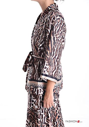 Tiermuster Kimono mit stoffgürtel 3/4 ärmel - ph 3
