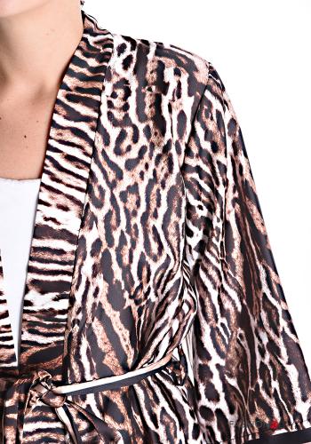 Tiermuster Kimono mit stoffgürtel 3/4 ärmel - ph 4