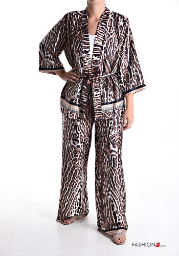 Tiermuster Kimono mit stoffgürtel 3/4 ärmel - ph 5